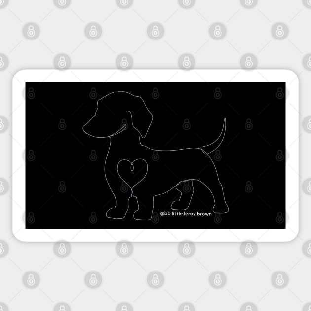 Dachshund With Heart Line Art Design (WHITE) Sticker by Long-N-Short-Shop